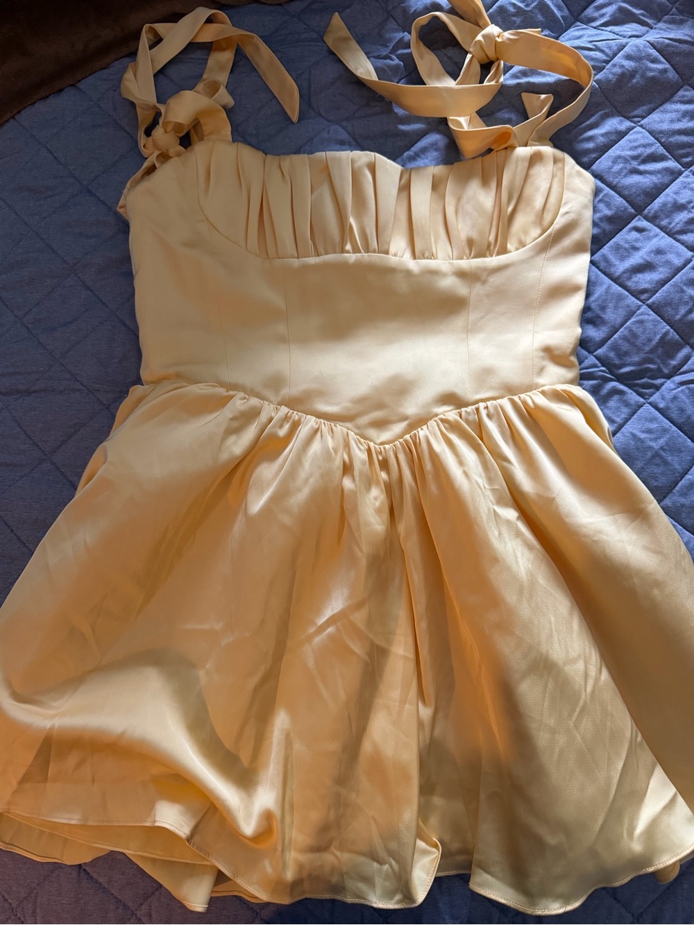 AS IS - oh Polly Lemon Tie-Shoulder Corset Mini Dress US 10 - READ DESCRIPTION. - Picture 3 of 8